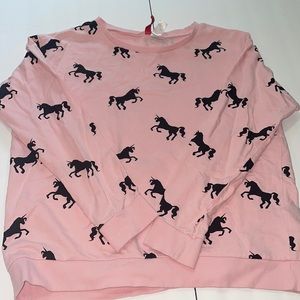 Lightweight pink sweatshirt with unicorns